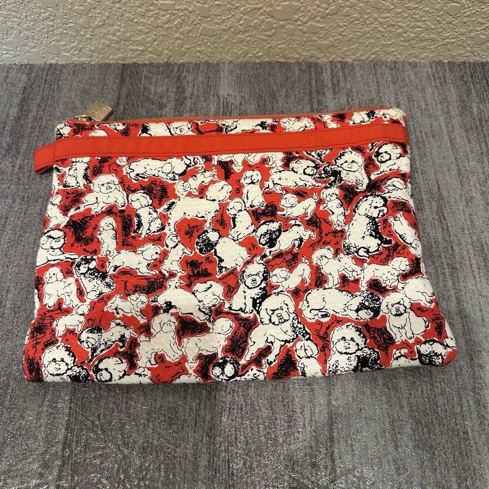 Carolina Herrera X Neiman Marcus Poodle Dog  Travel Bag Tablet Case Makeup Pouch